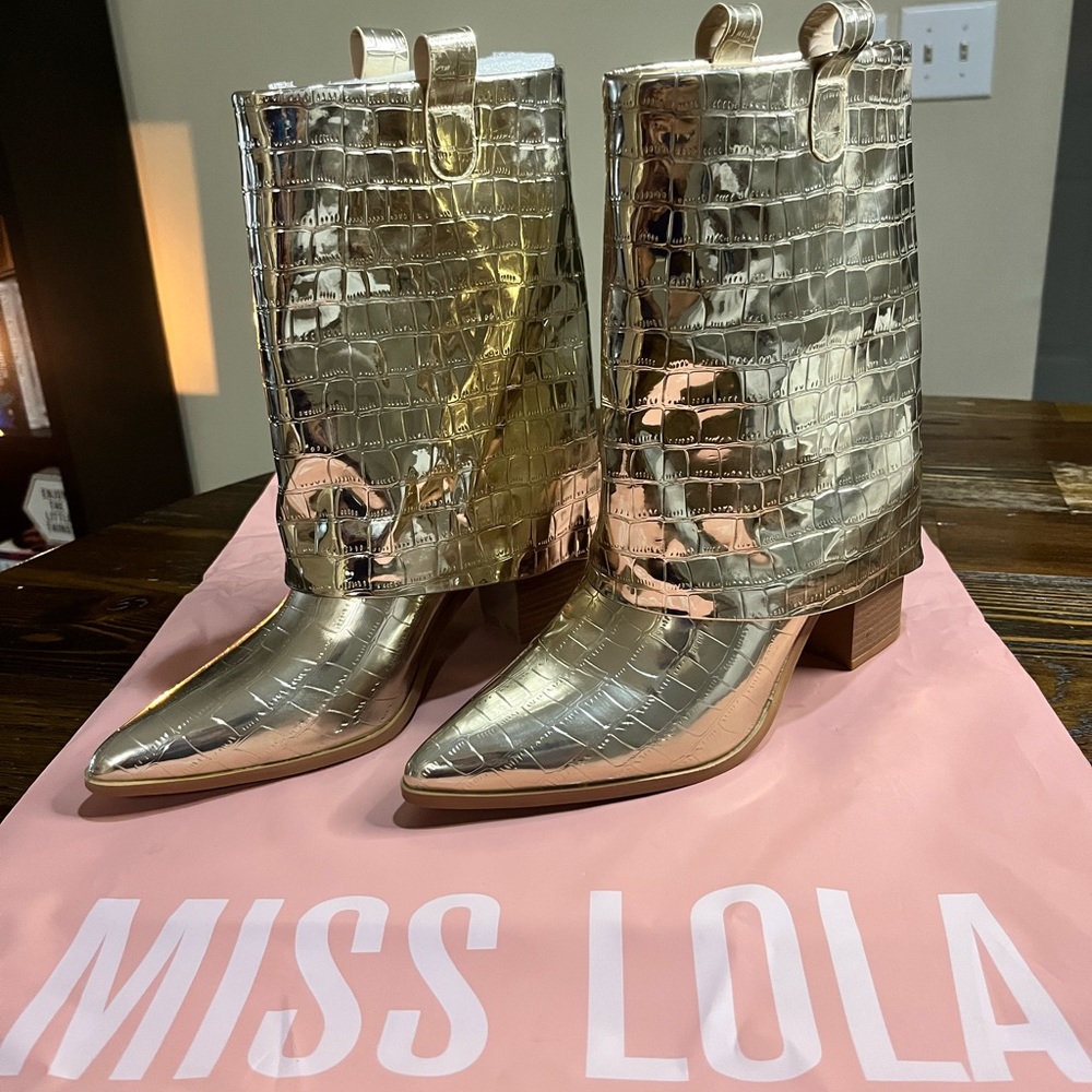 Gold - Western Ankle Boots